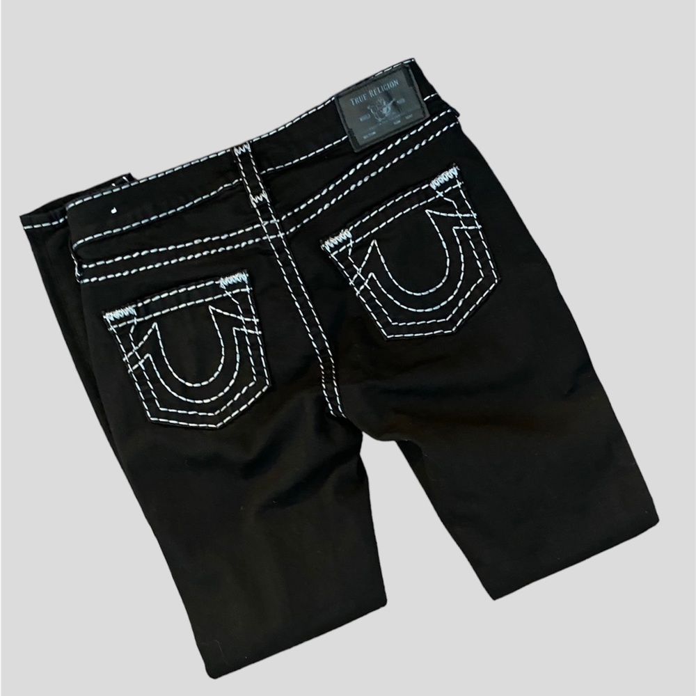 True Religion Black Skinny Jeans w Stitching Details Size 27 - Picture 3 of 5